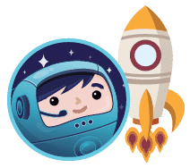 Illustration of Cosmo and rocket